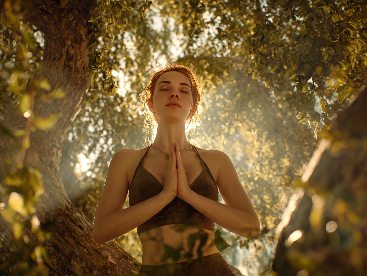 Люди різного віку займаються йогою на свіжому повітрі